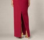 Strapless Crossover Notch Neck Stretch Gown In Wine 4