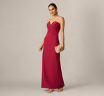 Strapless Crossover Notch Neck Stretch Gown In Wine 1