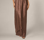 Foiled Chiffon Asymmetrical Halter Scarf Gown In Espresso 4