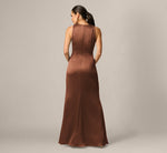 Crinkle Satin Twist Front Plunge Gown In Espresso 5