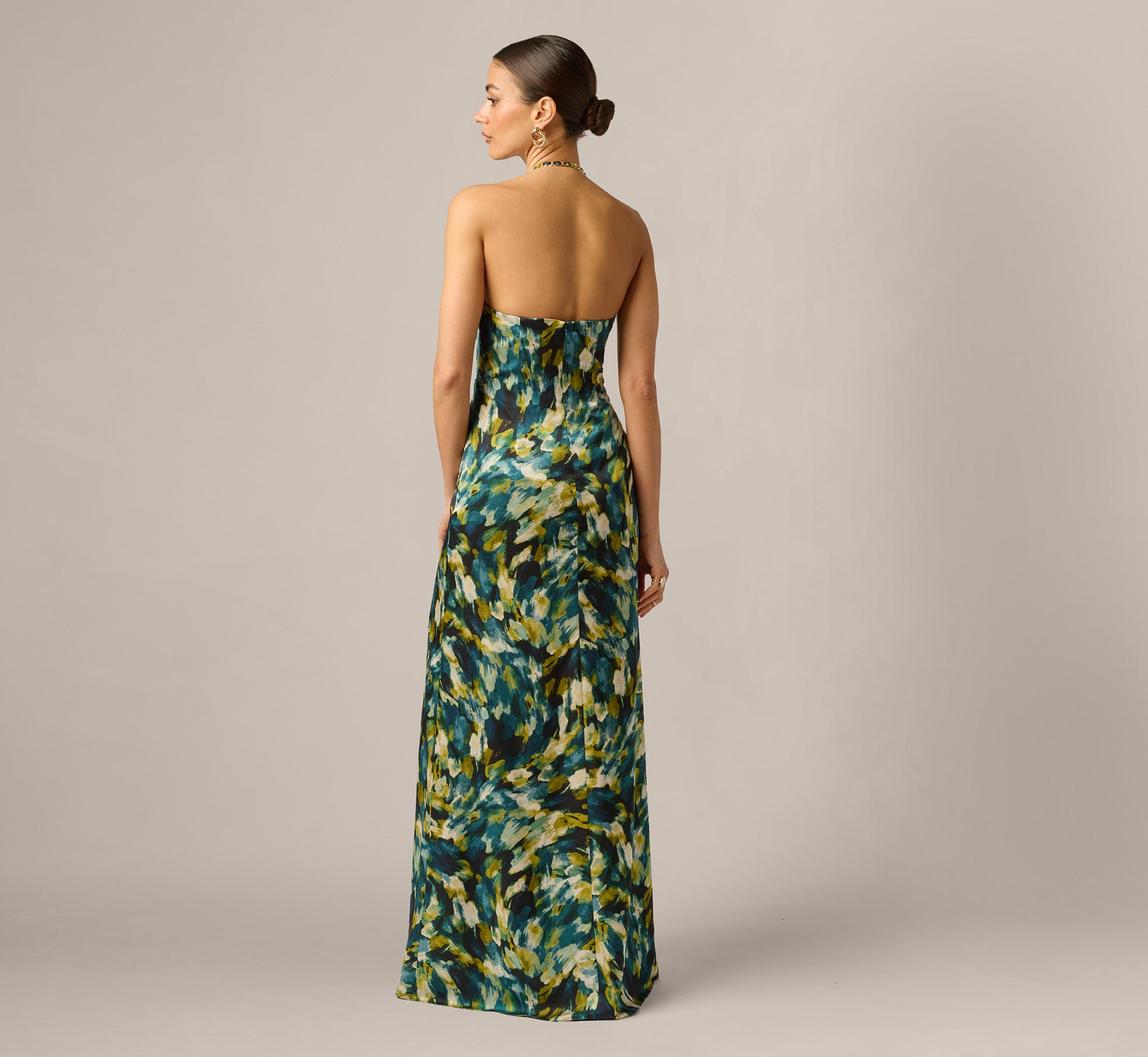 chain halter dress Adrianna Women's Printed Neck Maxi - Green Multi Size:15 EE forgiving in the waist Wholesale Affordable Wedding Dress Peasant
