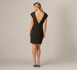 Reverse Lapel Open Back Tuxedo Shift Dress In Black 5