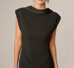 Reverse Lapel Open Back Tuxedo Shift Dress In Black 3