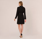 Long Sleeve Crepe Dress With Tuxedo Collar In Black 5
