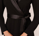 Long Sleeve Crepe Dress With Tuxedo Collar In Black 4