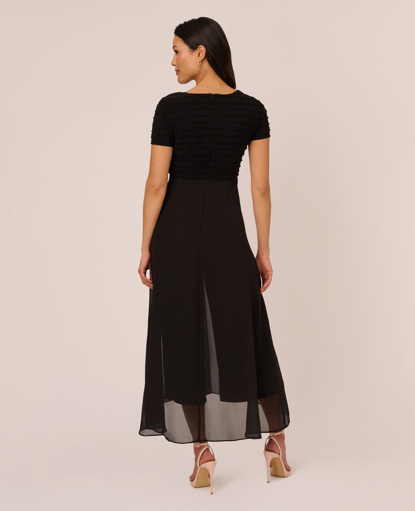 Cropped Jumpsuit With Pintuck Bodice In Black Adrianna Papell
