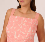 Plus Size Hibiscus Jacquard Sheath Dress With Tucked Details In Light Coral 3