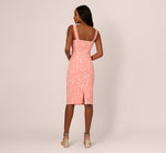 Hibiscus Jacquard Sheath Dress With Tucked Details In Light Coral 6
