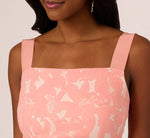 Hibiscus Jacquard Sheath Dress With Tucked Details In Light Coral 4