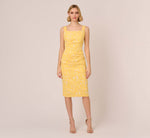 Hibiscus Jacquard Sheath Dress With Tucked Details In Sun 2