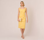 Hibiscus Jacquard Sheath Dress With Tucked Details In Sun 1