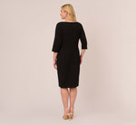 Plus Size Knit Crepe Tie Dress In Black Ivory 5