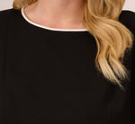 Plus Size Knit Crepe Tie Dress In Black Ivory 3