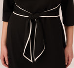 Plus Size Knit Crepe Tie Dress In Black Ivory 4