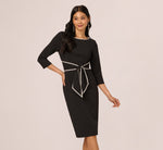 Knit Crepe Tie Dress In Black Ivory 2