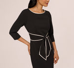 Knit Crepe Tie Dress In Black Ivory 3