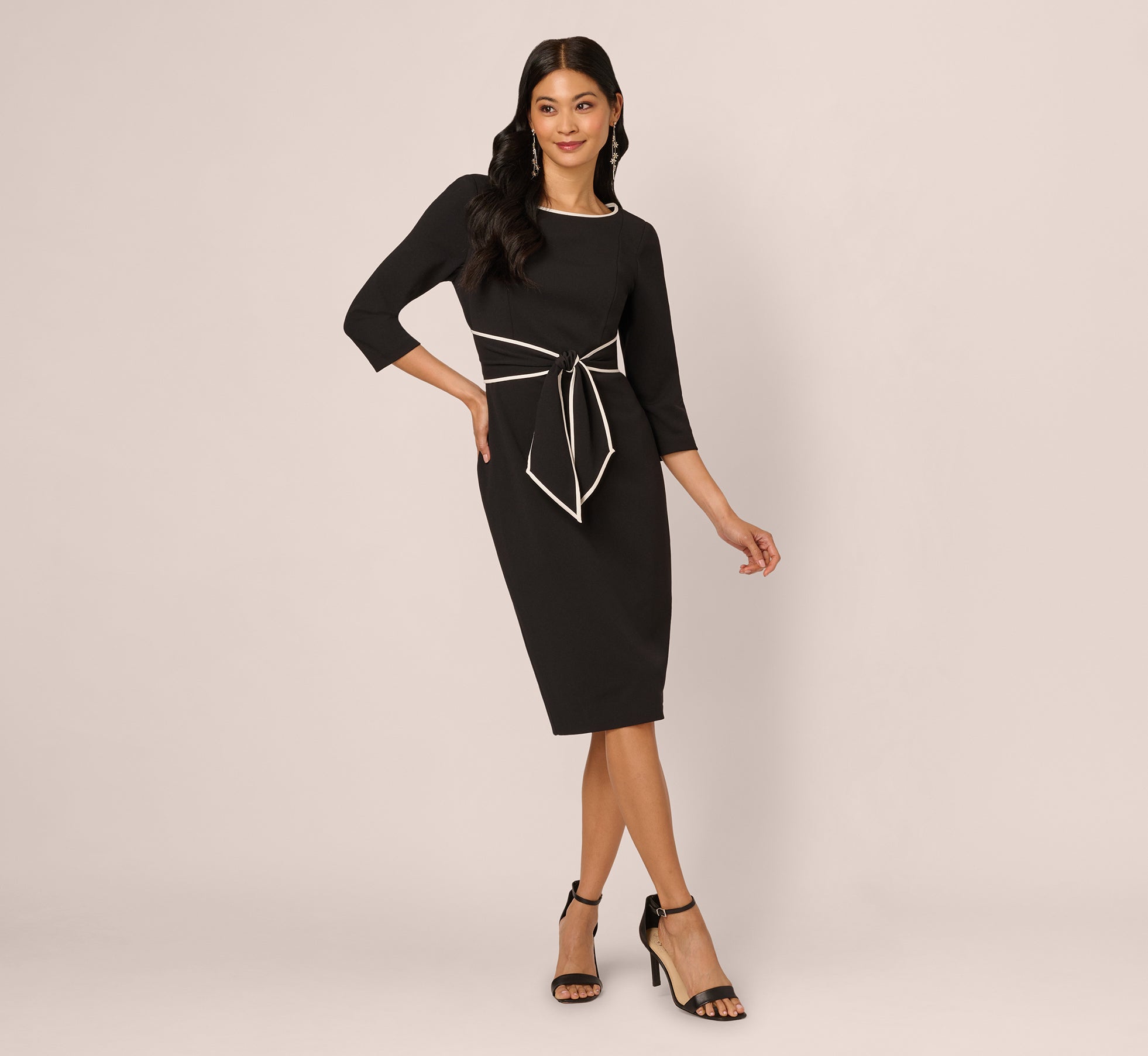crepe knit dress Adrianna Papell Womens Tipped Tie girls formal dress long M1213 - Scoop Long True to size. Products:Dress