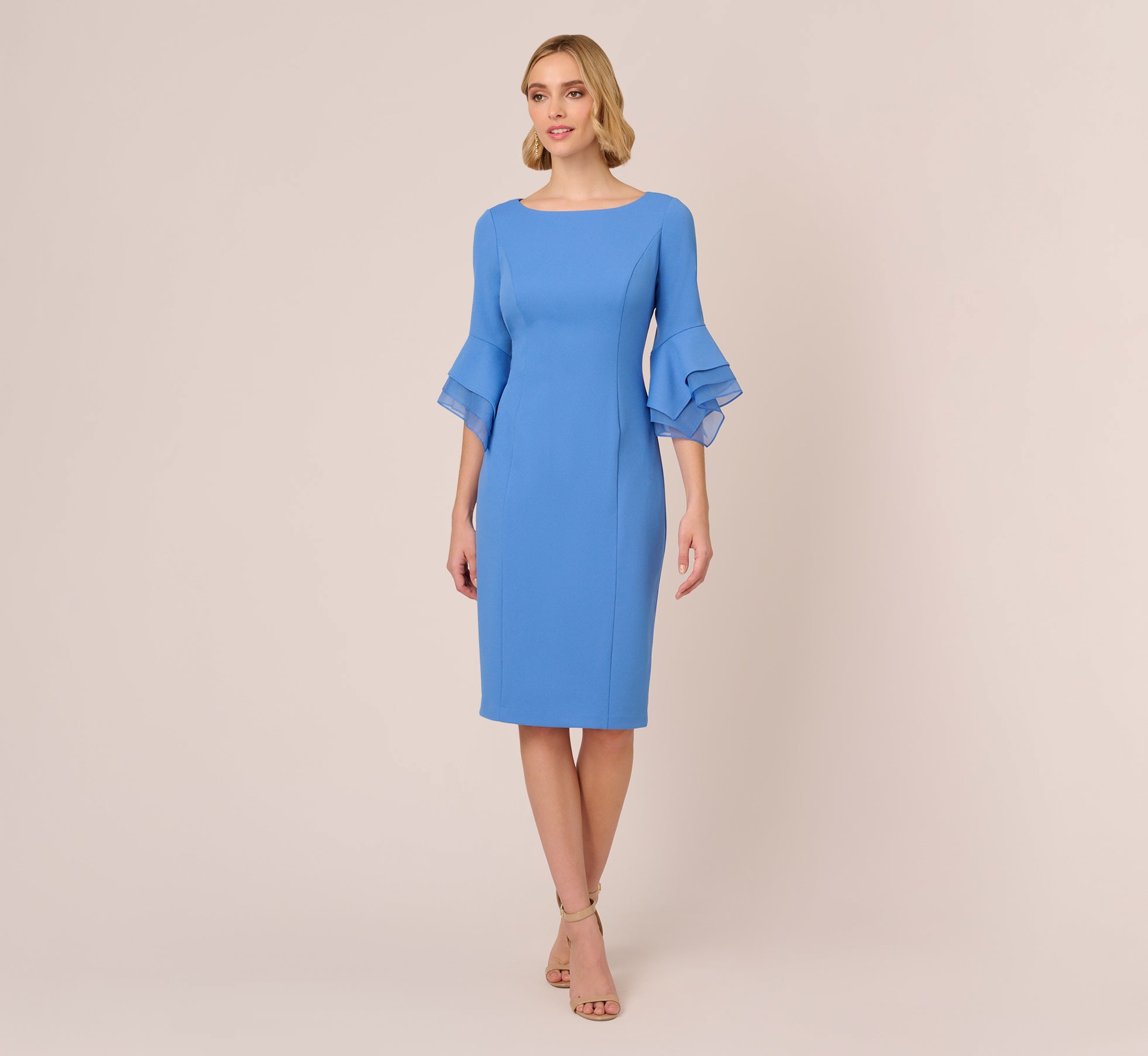 Adrianna Papell Knit Crepe Tiered Sleeve Dress, 8 / Multi Adrianna Papell Knit Crepe Tiered Sleeve Dress, 8 / Multi