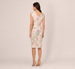 Metallic Floral Matelasse Midi-Length Sheath Cocktail Dress In Marble Multi 5