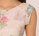Metallic Floral Matelasse Midi-Length Sheath Cocktail Dress In Marble Multi 3