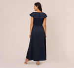 Satin Crepe Ruffled Cropped Jumpsuit In Dark Navy 5