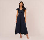 Satin Crepe Ruffled Cropped Jumpsuit In Dark Navy 2