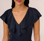 Satin Crepe Ruffled Cropped Jumpsuit In Dark Navy 3