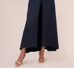 Satin Crepe Ruffled Cropped Jumpsuit In Dark Navy 4