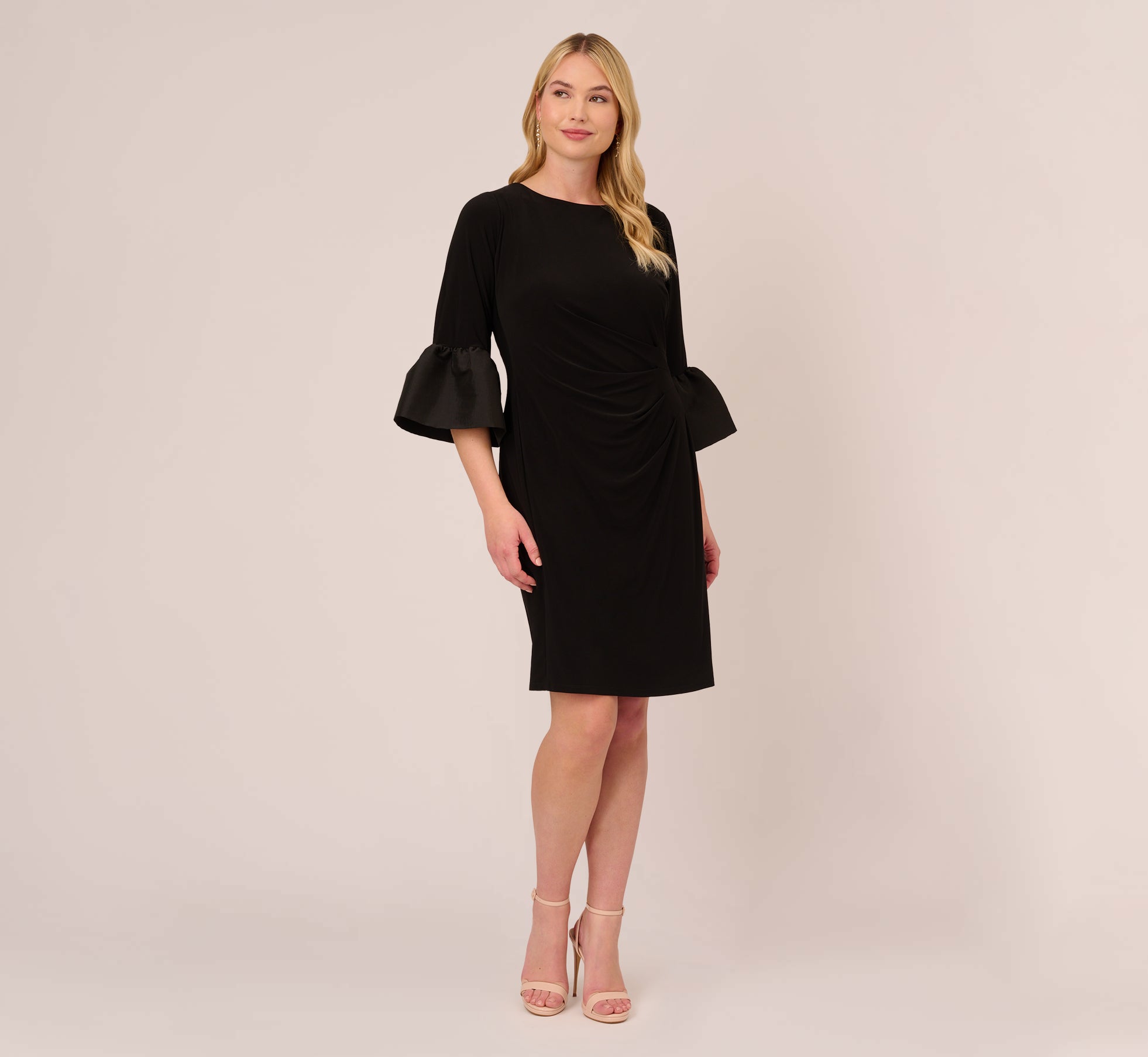 short black dress with bell sleeves Elegant Cutie Black Bow Long Sleeve Backless Mini Dress