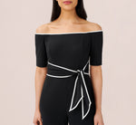 Knit Crepe Off-The-Shoulder Jumpsuit In Black 2