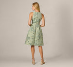 Metallic Floral Jacquard Midi-Length Fit-And-Flare Dress In Sage Multi 5