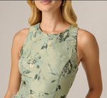 Metallic Floral Jacquard Midi-Length Fit-And-Flare Dress In Sage Multi 3
