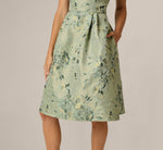Metallic Floral Jacquard Midi-Length Fit-And-Flare Dress In Sage Multi 4