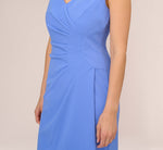 Crepe Sheath Dress With Draped Details In Precious Peri 3