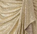 Petite Foil Knit Faux Wrap Dress With Long Sleeves In Light Gold 7
