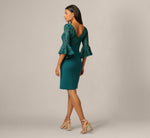Sequin Floral Lace Dress With Sheer Bell Sleeves In Hunter 5