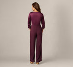Satin Crepe Three Quarter Sleeve Jumpsuit With Buckle Waist In Bordeaux Glow 5