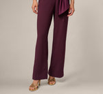 Satin Crepe Three Quarter Sleeve Jumpsuit With Buckle Waist In Bordeaux Glow 4