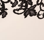 Scroll Lace Midi Dress With Three Quarter Sleeves In Ivory Black 7