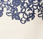Plus Size Scroll Lace Midi Dress With Three Quarter Sleeves In Ivory Navy 6
