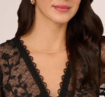 Lace Embroidered V Neck Dress With Elbow Sleeves In Black Nude 4