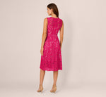 Sleeveless Lace Fit And Flare Dress With Sheer Details In Tropical Pink 5