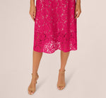 Sleeveless Lace Fit And Flare Dress With Sheer Details In Tropical Pink 4