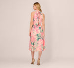 Floral Print Chiffon Halter Dress With Mock Neck In Blush Multi 5