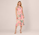 Floral Print Chiffon Halter Dress With Mock Neck In Blush Multi 2