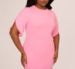 Plus Size Crepe Midi Length Sheath Dress With Pearl Trimmed Sleeves In Cherry Blossom 3