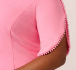 Plus Size Crepe Midi Length Sheath Dress With Pearl Trimmed Sleeves In Cherry Blossom 4