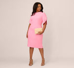 Plus Size Crepe Midi Length Sheath Dress With Pearl Trimmed Sleeves In Cherry Blossom 2
