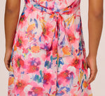 Sleeveless Floral Chiffon Halter Dress With Tie Waist In Ivory Multi 4