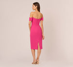 Off The Shoulder Midi Dress With Sweetheart Neckline In Brilliant Fuchsia 6
